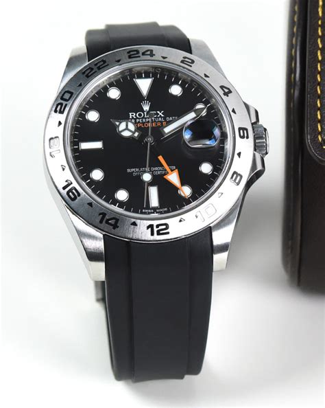 rolex exploerer ii on rubber strap|rolex explorer 2 leather strap.